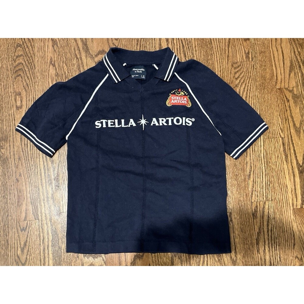 Abercrombie & Fitch Stella Artois Short Sleeve Polo Mens XS Blue